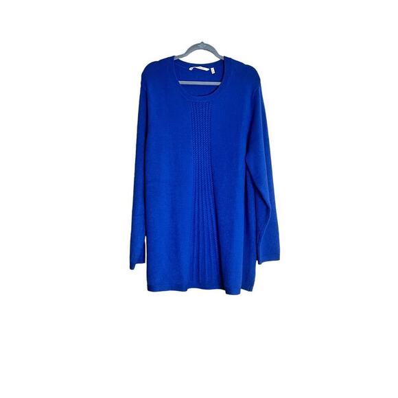 Soft Surroundings womens sweater tunic blue long sleeves cable knit middle - Picture 1 of 8